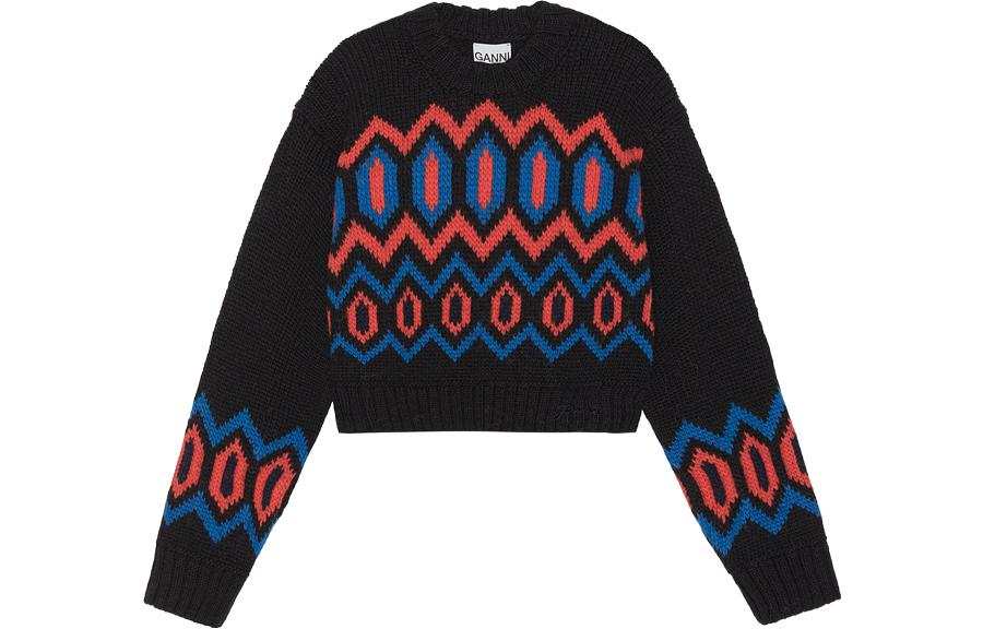 GANNI Ganni patterned organic-wool jumper