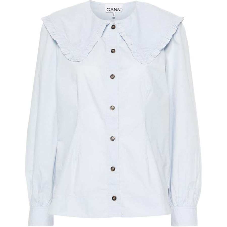 Ganni Puritan Collar Long-Sleeved Shirt