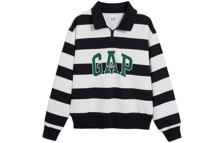 GAP Polo Shirt Women's Black White Stripes