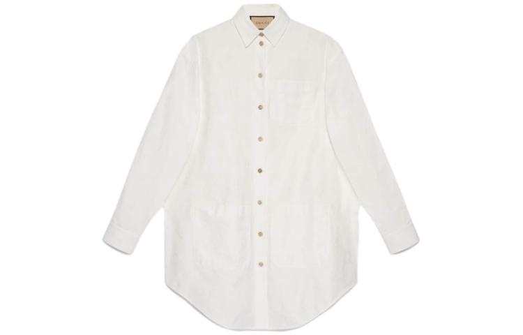 GUCCI Shirts Women's White Lapel Moderate Shirt