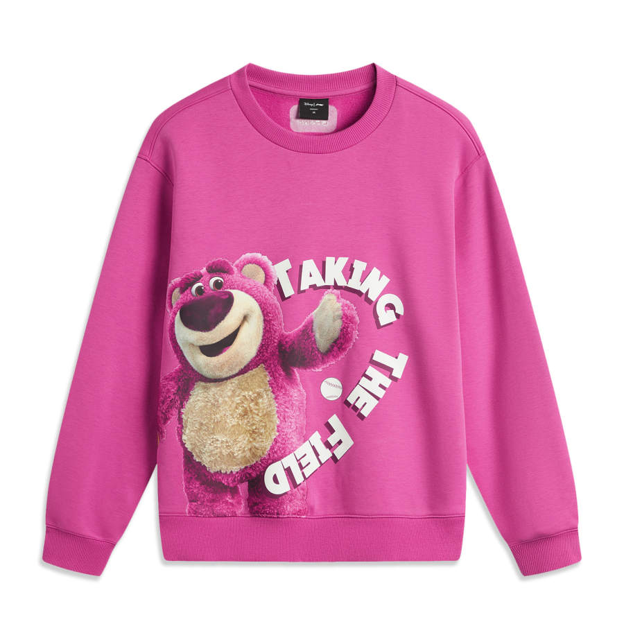 Li-Ning Li Ning x Disney Pixar Lotso Collection, Cartoon Letter Crew Neck Comfortable And Breathable Fleece Lined Thermal
