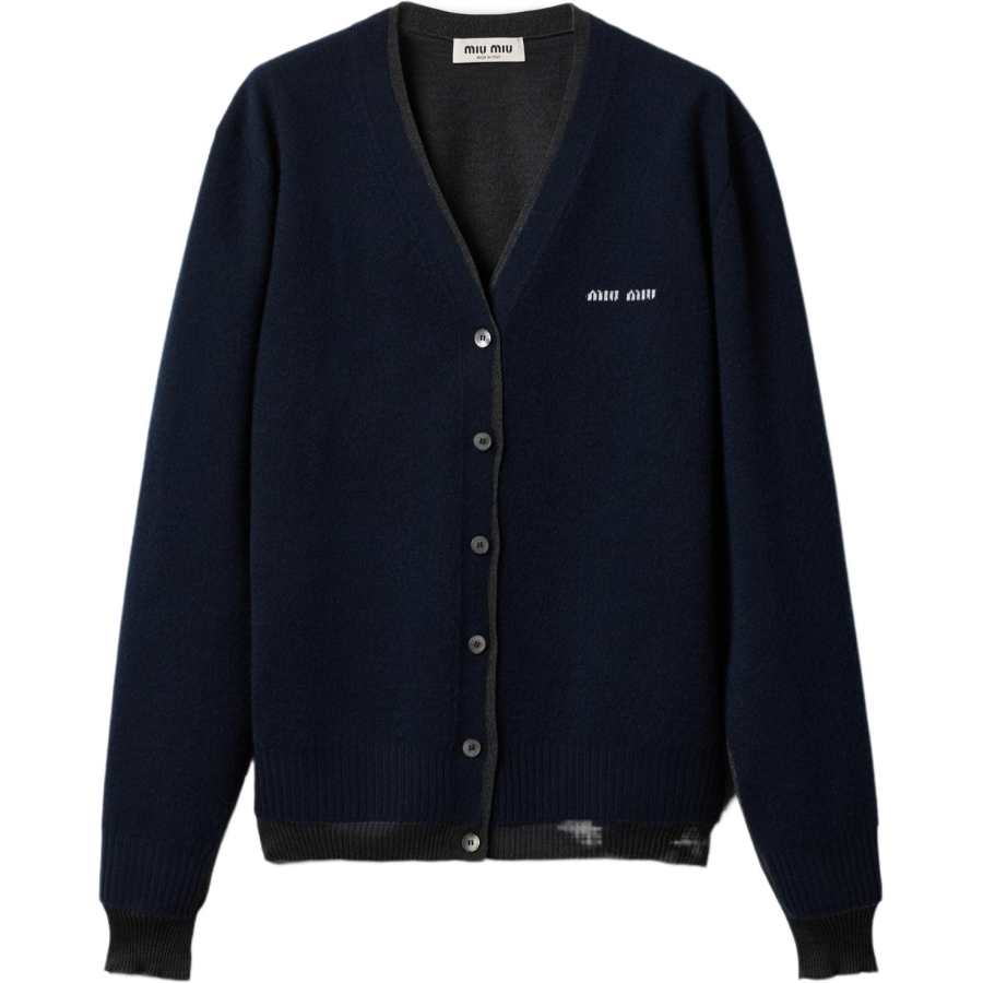 MIU MIU Silk Cashmere Cardigan Antracite