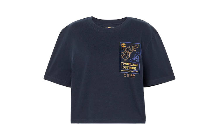 Timberland T Shirts Women's Navy Blue Crew Neck Moderate Straight Fit