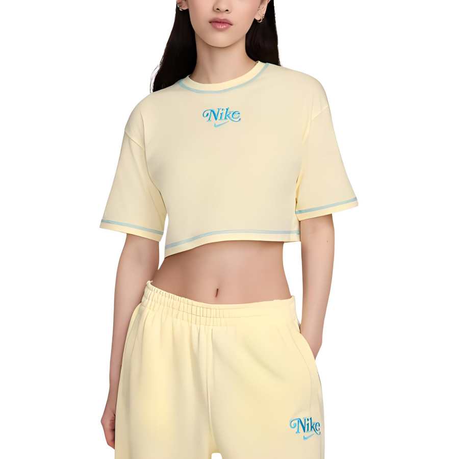 Nike Nike Sportswear Drop Shoulder Sleeve T Shirt Women's Snowflake Gypsum