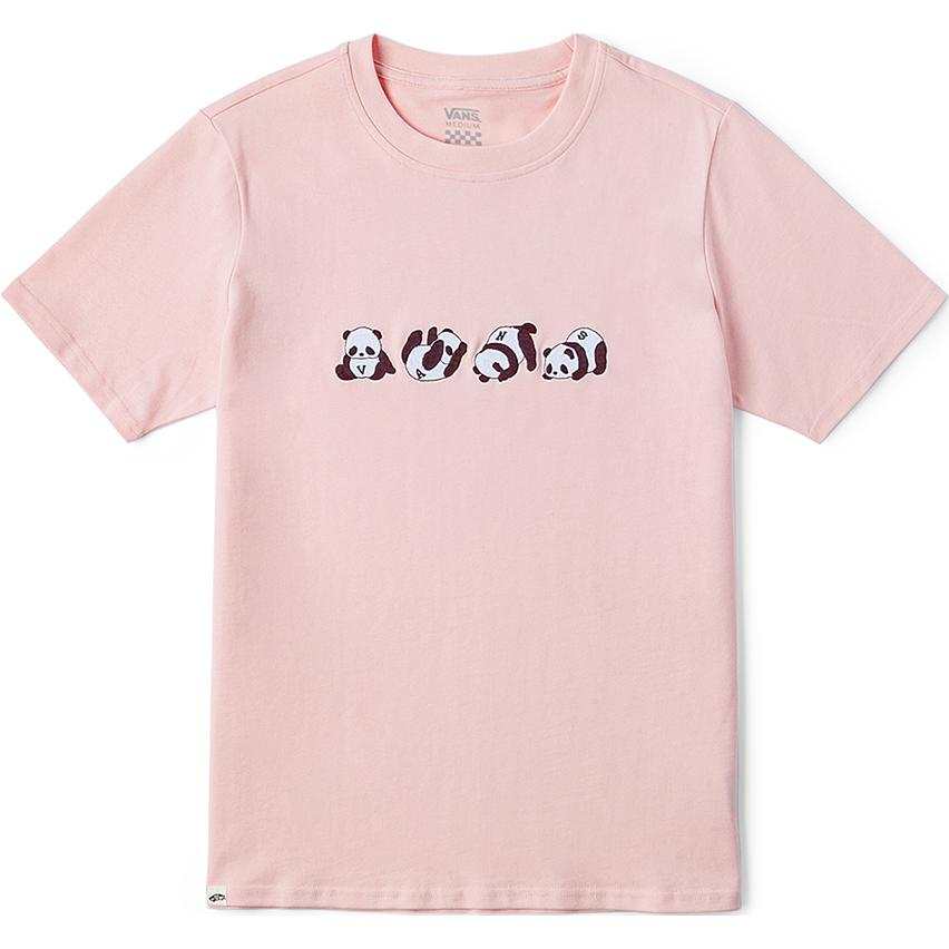 Vans T Shirts Women's Pink Crew Neck Moderate Straight Fit
