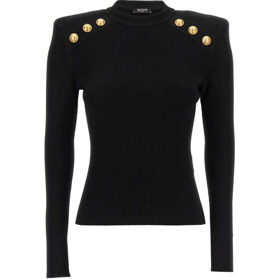 BALMAIN Knitwear Women's Black Crew Neck Moderate Other