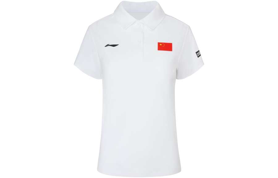 Li-Ning Li Ning Polo Shirts Women's Standard White Polo Collar Moderate Straight Fit