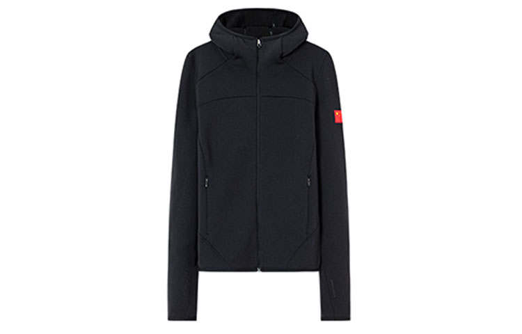 Anta All weather Solid Color Slim Fit Knitted Fabric Fleece Lined Hood Jackets & Coats Women's Basic Black