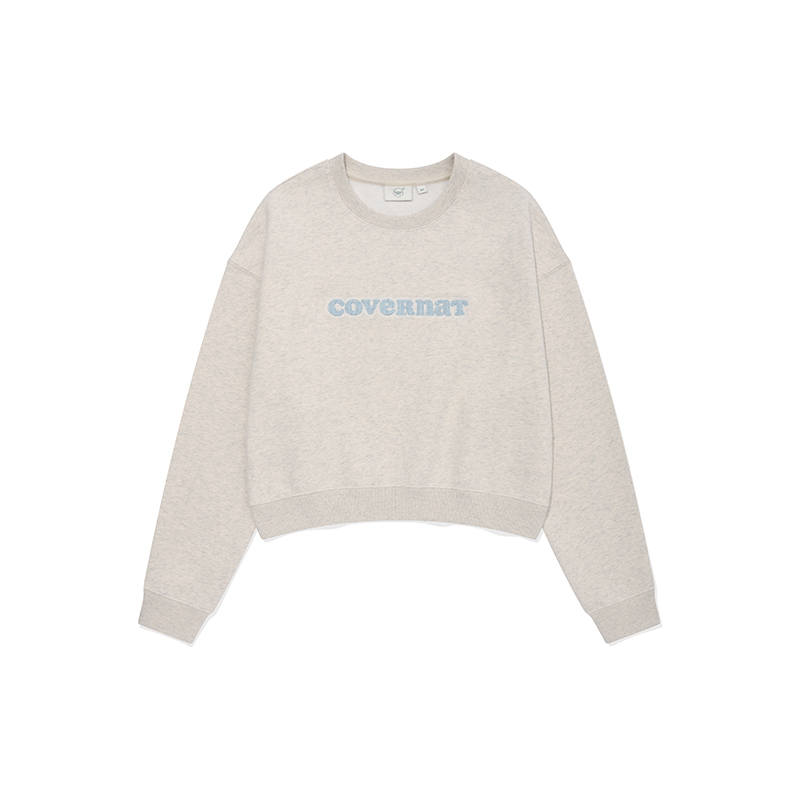 COVERNAT FW24 Crew Neck Short Casual Versatile Sweatshirt Women's Oat