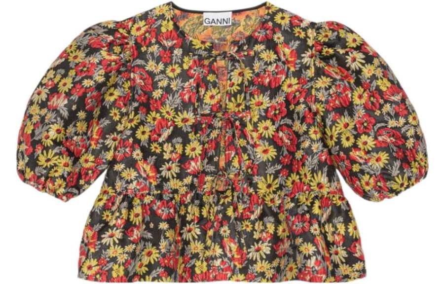 GANNI Shirts Women's Multicolor Crew Neck Moderate Shirt