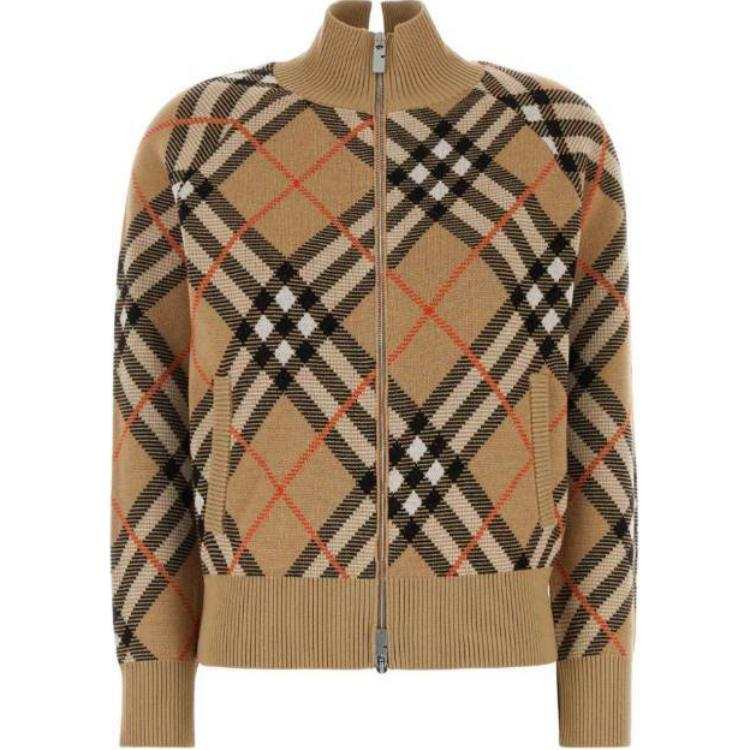 Burberry Burberry Checked Knitted Zip-Up Jacket