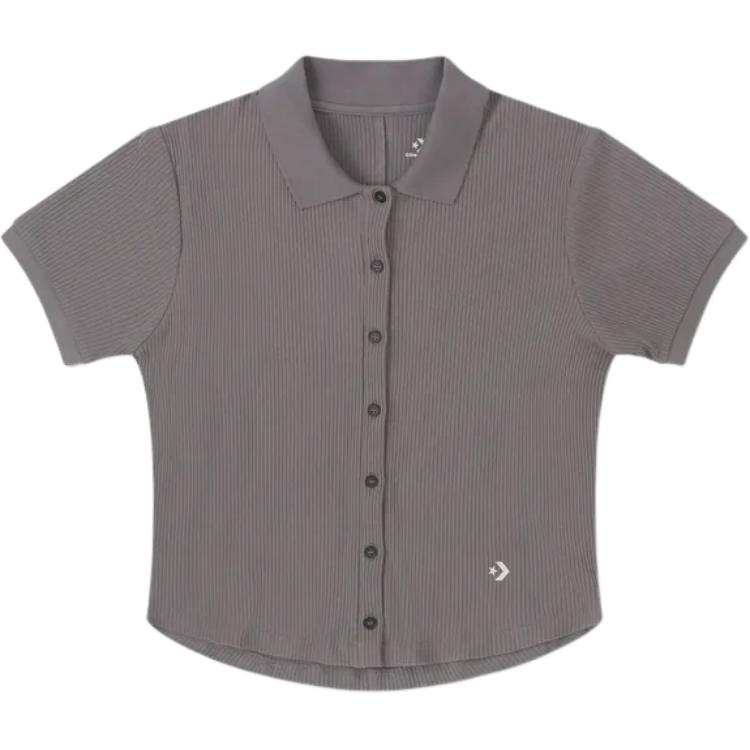 Converse Knitwear Women's Gray Lapel Moderate Cardigan