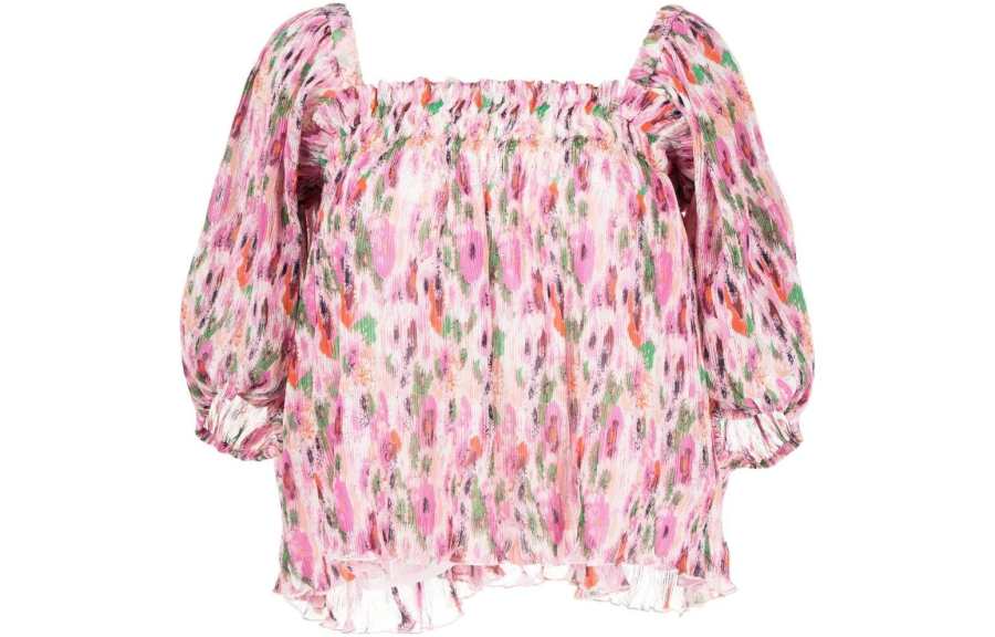 Ganni floral-print smock top