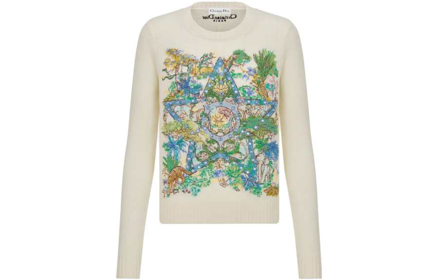 DIOR DIOR Sweatshirts Women's Ecru Crew Neck Moderate Regular