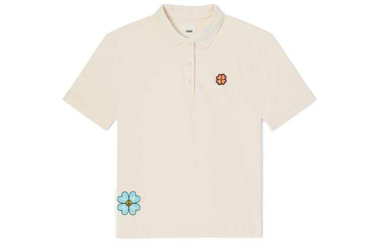 Vans Polo Shirts Women's Ecru Polo Collar Moderate Straight Fit