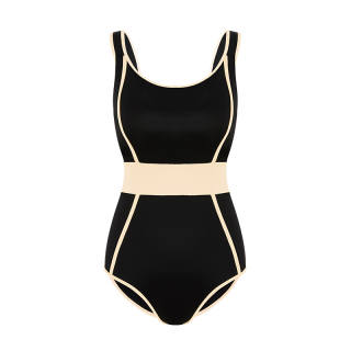 Toffee Pie One Piece Swimsuits Women's Black Square Collar