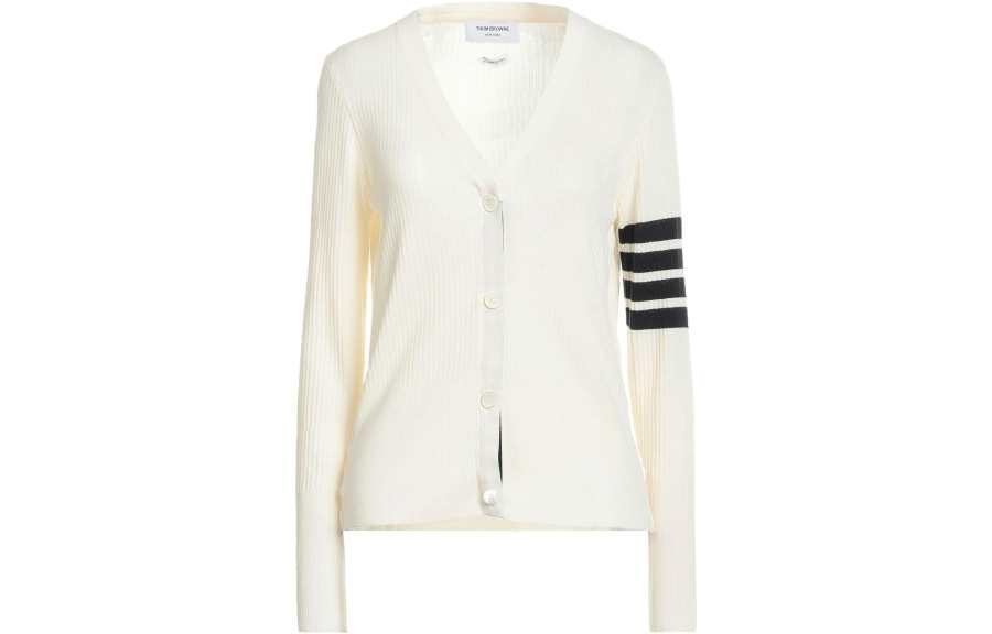 THOM BROWNE Knitwear Women's Ecru V Neck Moderate Cardigan