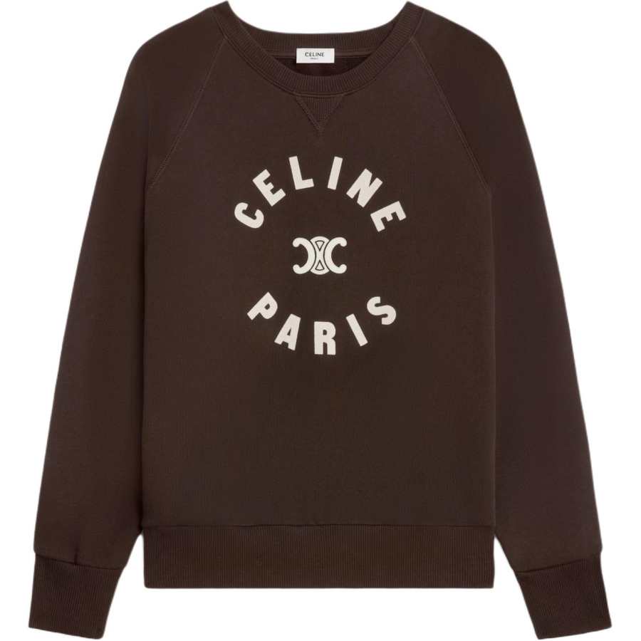 CELINE SS25 Triomphe Sweatshirt In Cotton Fleece Sweatshirt Women's Cocoa Brown