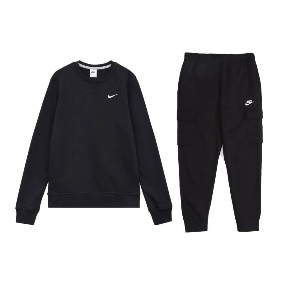 Nike Nike Sportswear Club Print Pullover Top Fleece Lined Thermal Pants Casual Sportswear Men's Black