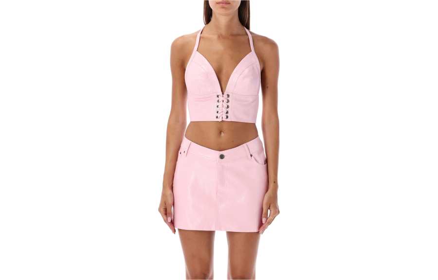 Rotate Camisoles Women's Pink V Neck Moderate Straight Fit