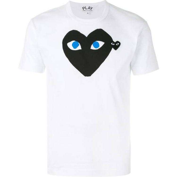 CDG Play Comme Des Garcons Play Black Heart Blue Eyes T shirt White