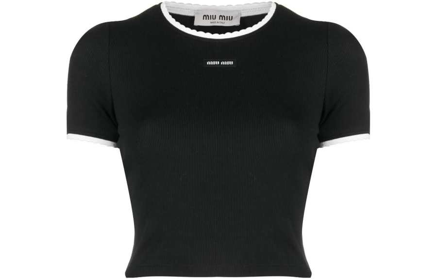 MIU MIU T Shirts Women's Black Crew Neck Moderate