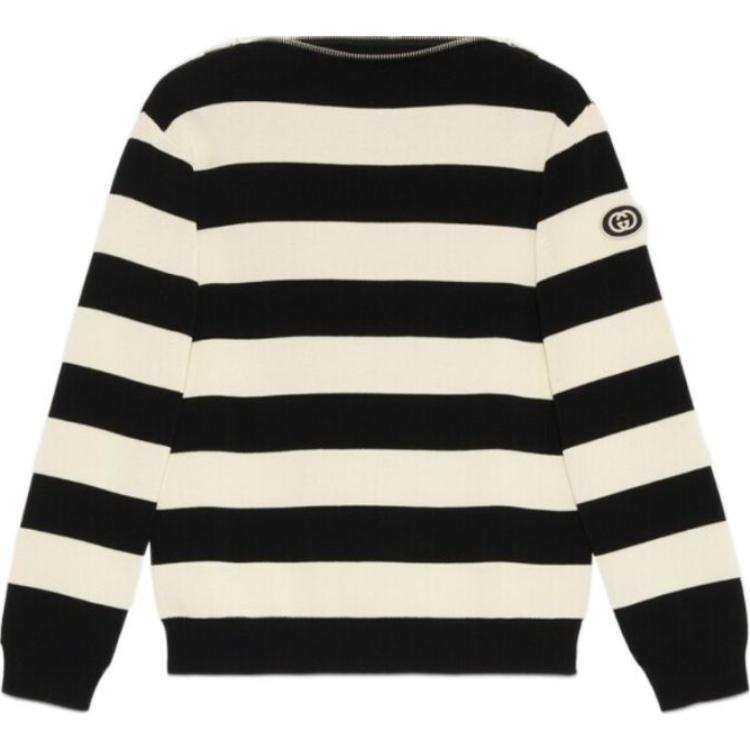 GUCCI 【Previous Season】zip-neck striped jumper