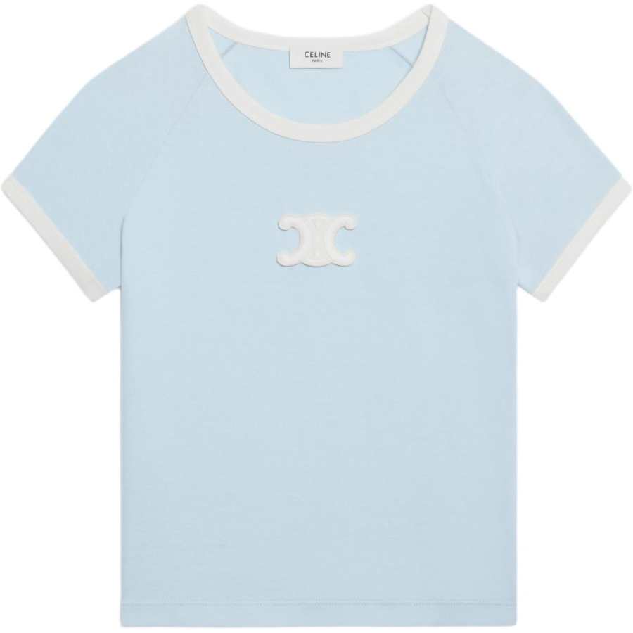 CELINE T Shirt Women's Aqua Colorful Blue