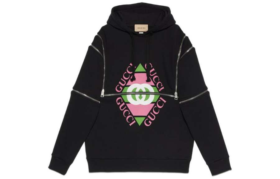GUCCI Sweatshirts Women's Black Hooded Moderate Regular