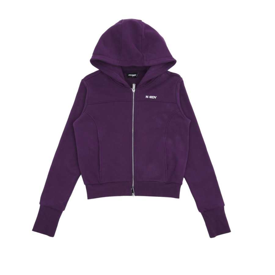 Nerdy Sweatshirts Women's Purple Hooded Moderate Regular