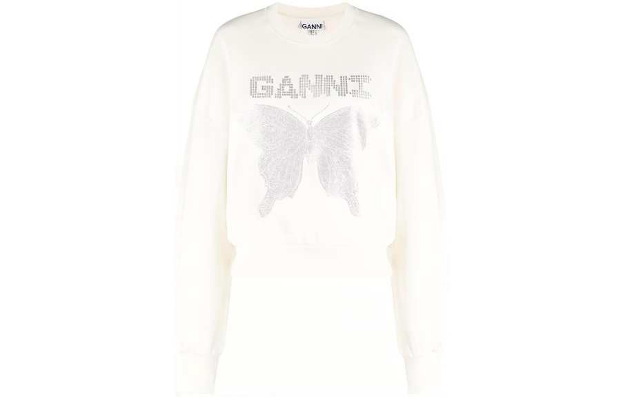GANNI Sweatshirts Women's White Crew Neck Moderate Regular