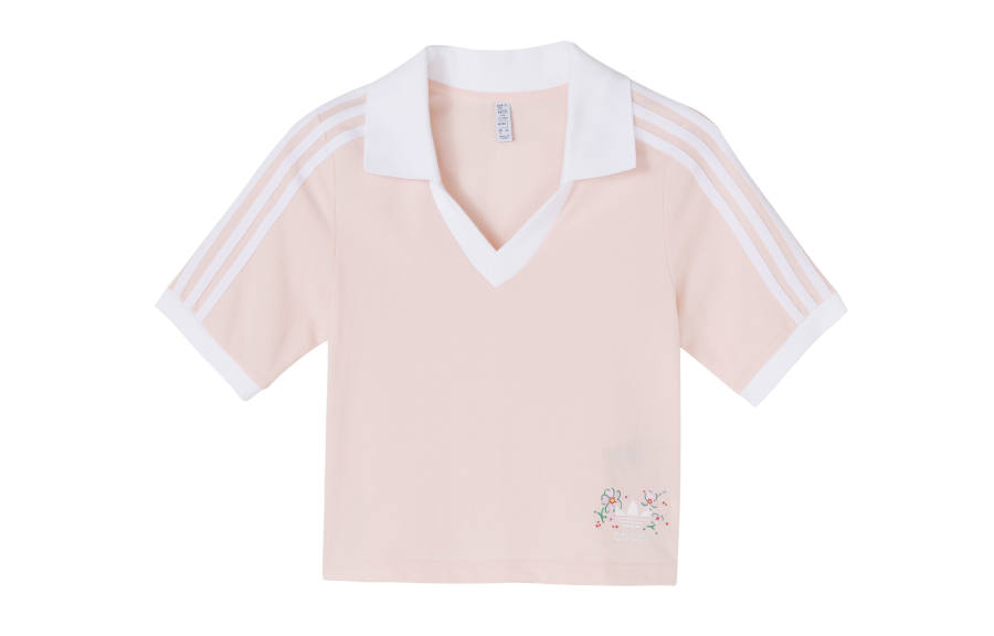 adidas originals Logo Embroidered V-Neck Cropped Top