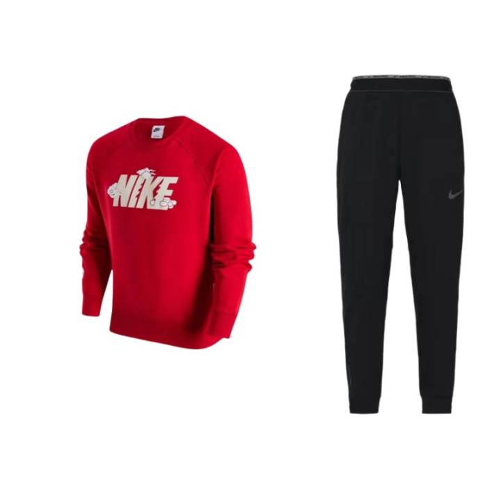Nike Nike CNY Collection Logo Fleece Lined Crew Neck Top Knitted Fabric Elastic Cuff Pants Sweatshirt Set Men's