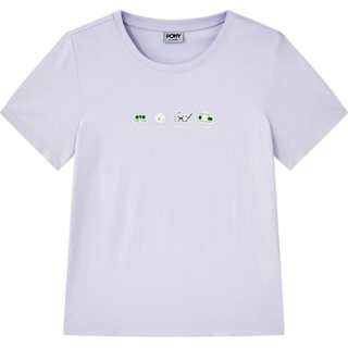 Pony T Shirts Women's Purple Crew Neck Moderate Straight Fit