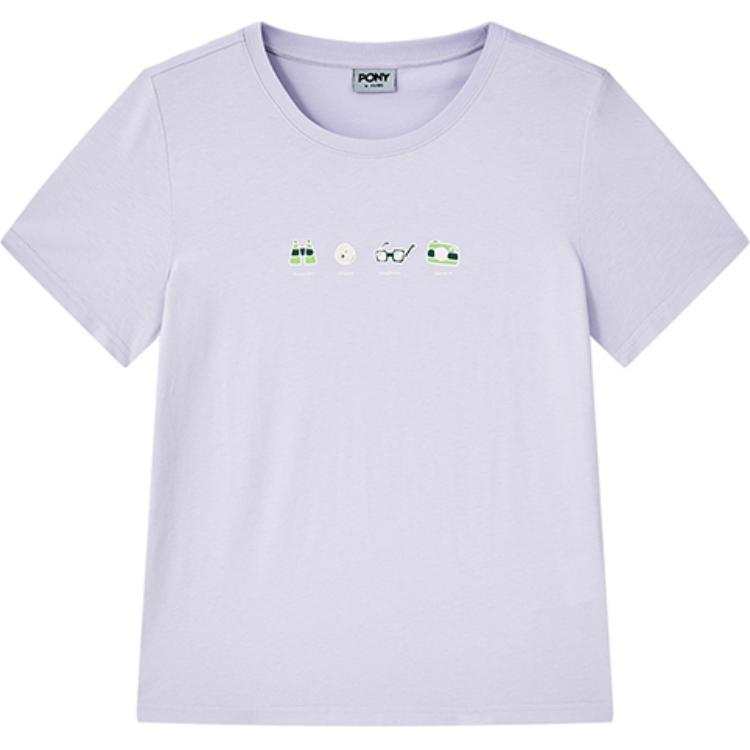 Pony T Shirts Women's Purple Crew Neck Moderate Straight Fit