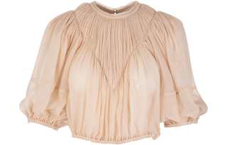 Chloé Chiffon Shirts Women's Beige Crew Neck Moderate