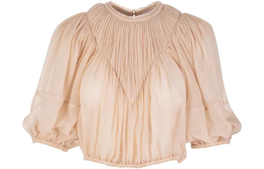 Chloé Chiffon Shirts Women's Beige Crew Neck Moderate