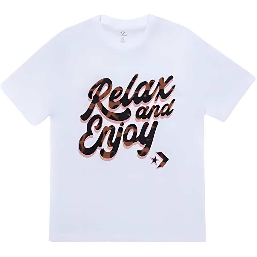 Converse T Shirts Women's White Crew Neck Moderate Straight Fit