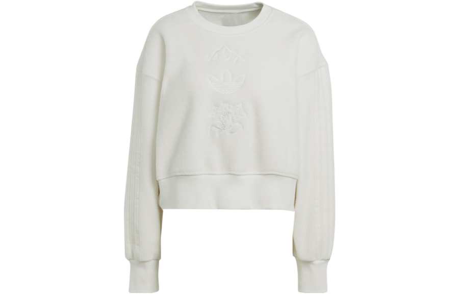Adidas Originals Sweatshirts Women's White Crew Neck Moderate Regular