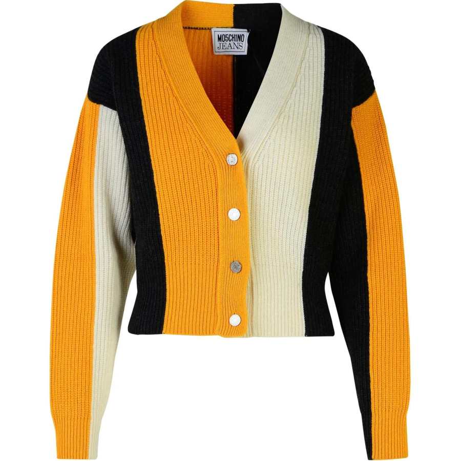 MOSCHINO Jeans Color Block Knitted Cardigan