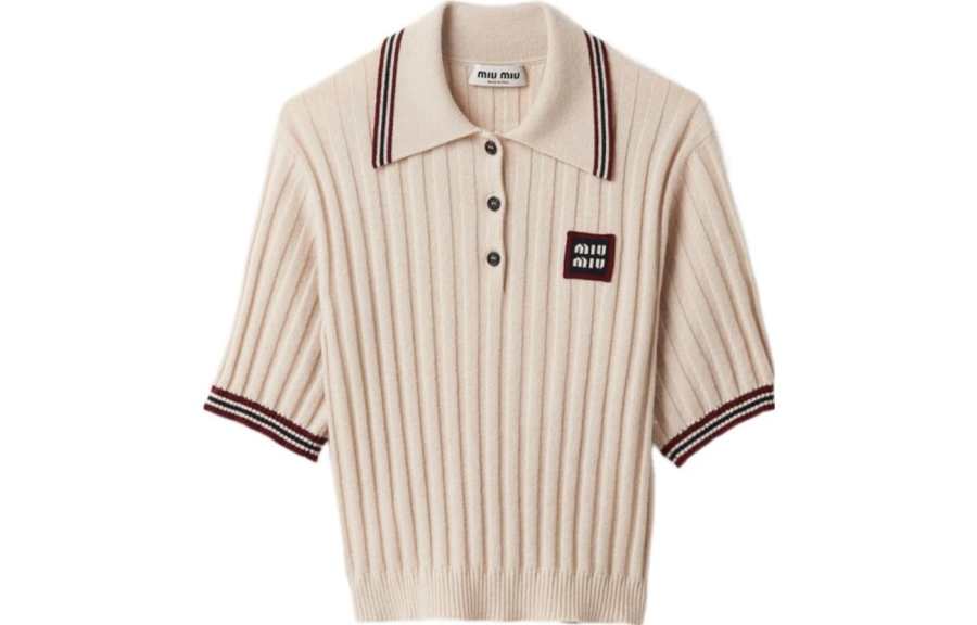 Miu Miu ribbed-knit cashmere polo shirt