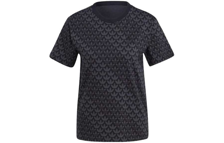 Adidas Originals T Shirts Women's Black Crew Neck Moderate Straight Fit