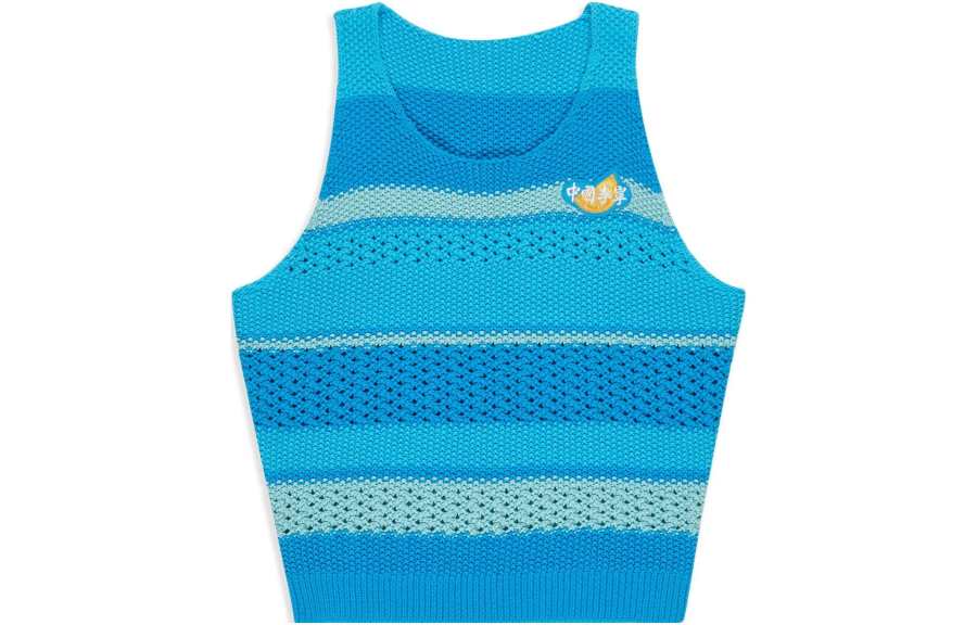 Li-Ning Li Ning Knitwear Women's Blue Stripes Crew Neck Moderate Other