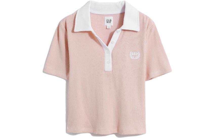 GAP SS23 Polo Shirts Women's Light Pink Polo Collar Moderate Straight Fit