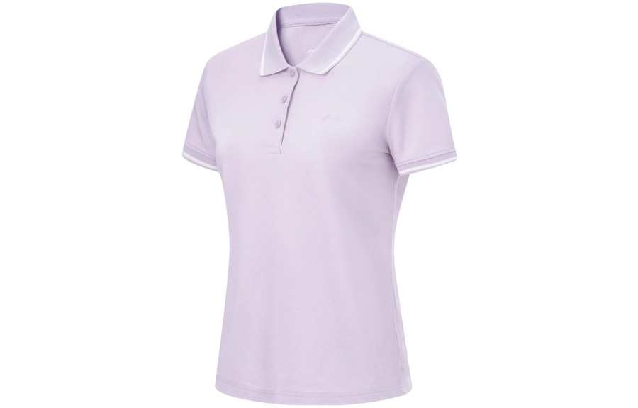 Li-Ning Li Ning Fitness Series Polo Shirts Women's Silk Purple Polo Collar Moderate Straight Fit
