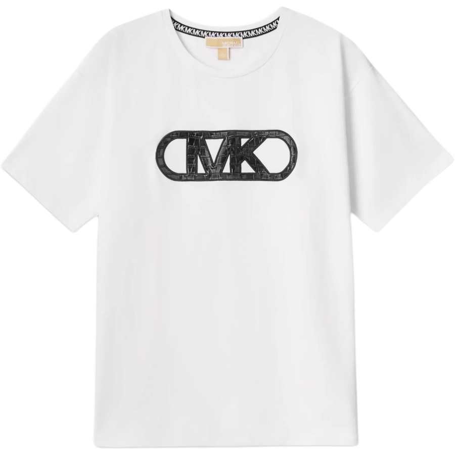 MICHAEL KORS Crocodile Embossed Empire Monogram Stretch Cotton T-Shirt