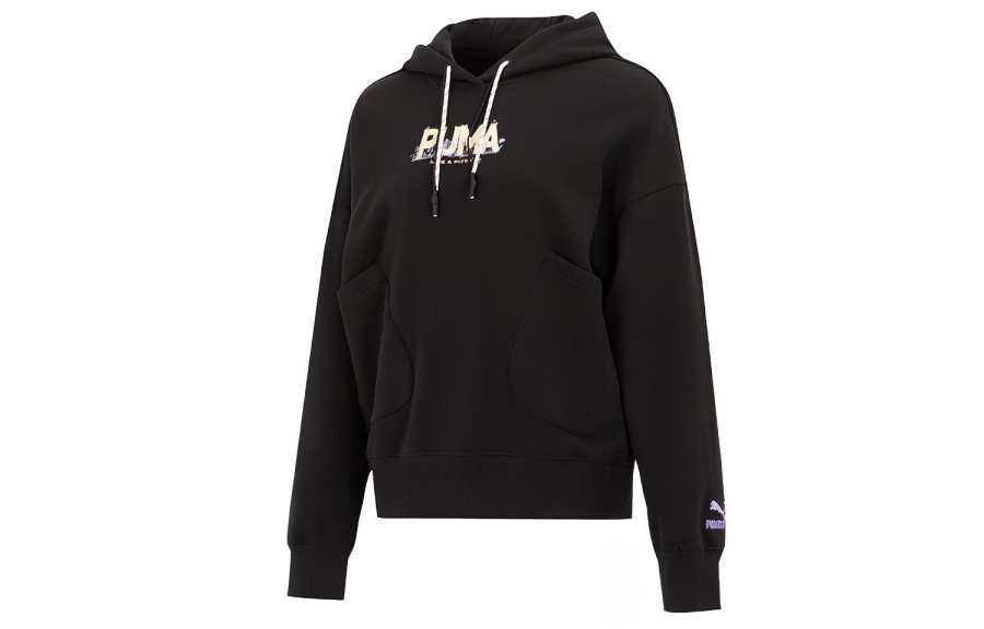 PUMA Sweatshirts Women's Black Hooded Moderate Regular