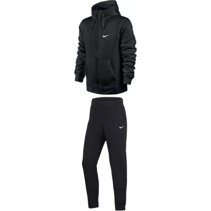 Nike Nike Logo Print Thermal Jacket Embroidery Solid Color Fleece Lined Pants Casual Sportswear Men's Black