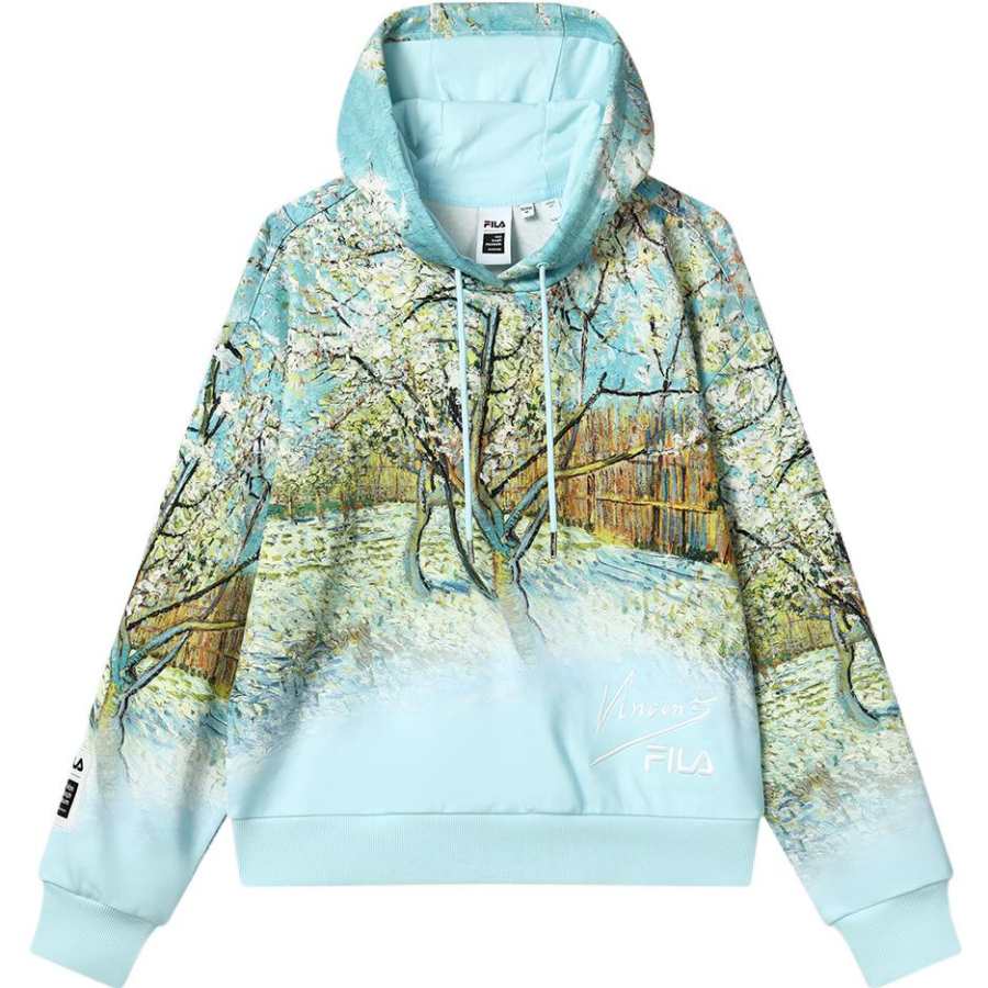 FILA Van Gogh Museum 2.0 Sweatshirts Women's Sky Blue Hooded Moderate Regular