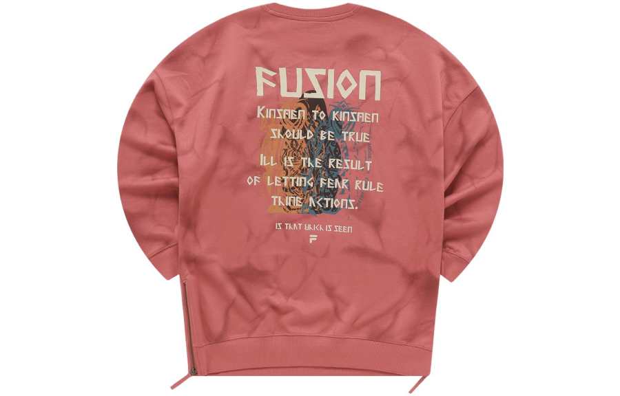 FILA FUSION Sweatshirts Women's Grass Coral Red Crew Neck Moderate Regular